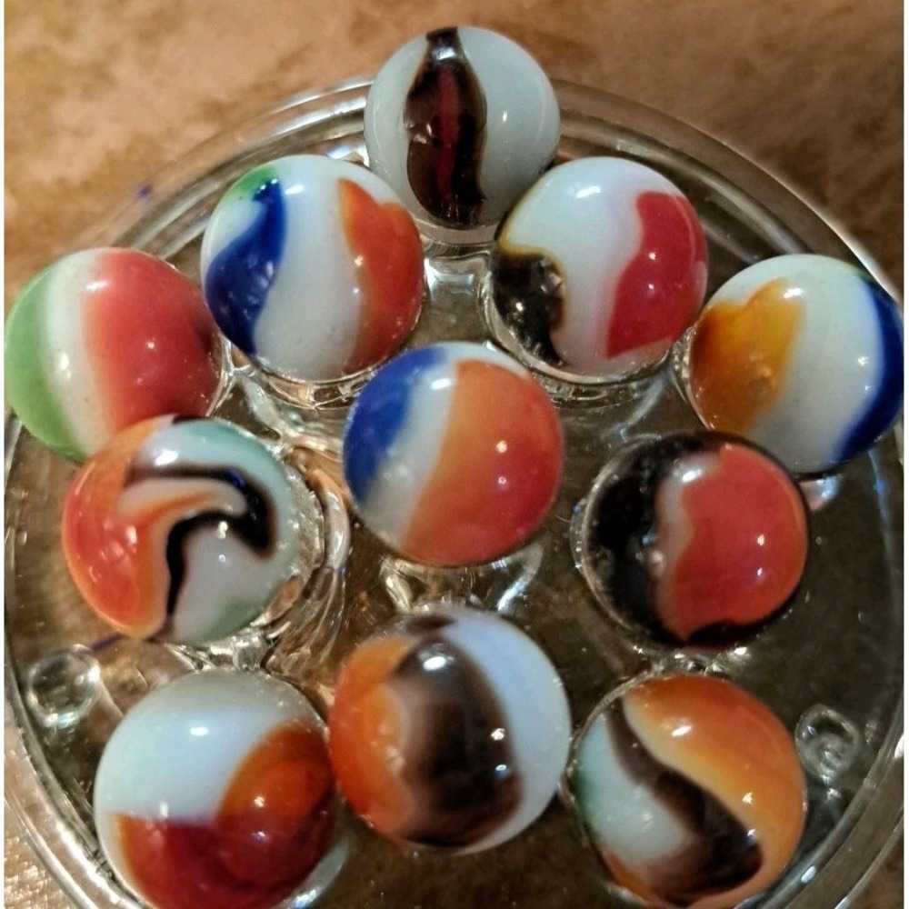 Lot Of 11 Estate Sale Marbles  Shades Of Orange Not UV Reactive